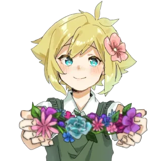 🙂 Basil Omori omori, bazylia, anime, postać, kwiaty, słodkie telegram sticker