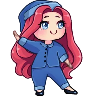 💃 стикер, мультфильм, девушка, пижама, милый, чиби telegram sticker
