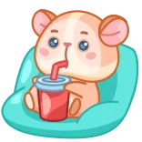 🧃 hamster, drink, cute, animal, cartoon, kawaii telegram sticker