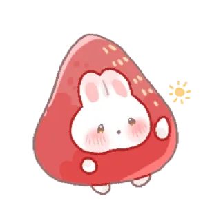 🍓 fofo, kawaii, coelho, morango, adorável, adesivo, desenho animado whatsapp sticker