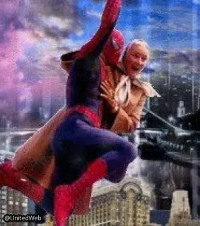 🕷 Spider-Man superhero, comic, marvel, city, saving telegram sticker