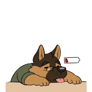 🔋 Hund, Cartoon, Tier, Brille, müde telegram sticker