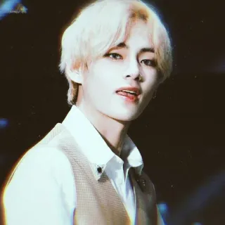 ❕ V K-Pop, BTS, Idol, Sänger, Musik, Kim Tae-hyung, hübsch, Promi telegram sticker