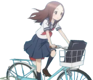 🚴 Anime, Bicicleta, Uniforme escolar, Menina telegram sticker