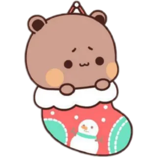 😞 หมี, ถุงเท้า, คริสต์มาส, น่ารัก, วันหยุด, การ์ตูน telegram sticker