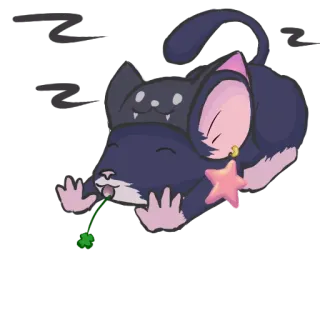 🐱 gatto, topo, assonnato, stella, carino, cartone animato, animale telegram sticker