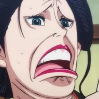 🤢 Nico Robin One Piece Аниме, Лицо, Мультфильм, Выражение, Смешно, Мем whatsapp sticker