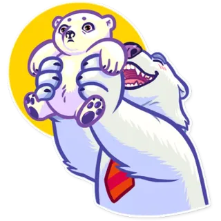 👶 oso polar, bebé oso, lindo, dibujos animados, animales, padre whatsapp sticker