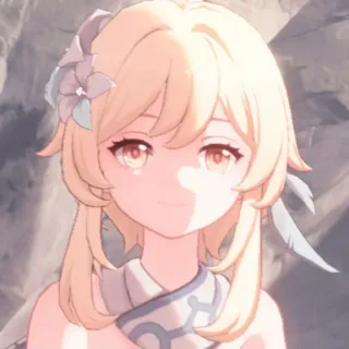 😊 Lumine Genshin Impact Anime, Gra wideo, Postać, Blond, Fantasy, Portret telegram sticker