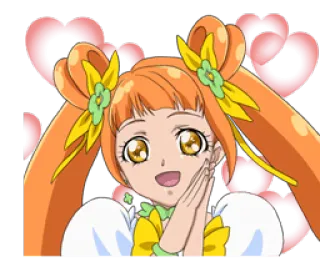 🙏 anime, fofa, garota, corações, cabelo laranja telegram sticker