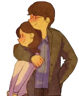 🤑 Dessin animé, Amour, Couple, Câlin, Mignon, Romance whatsapp sticker