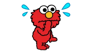 😖 Elmo เอลโม, เซซามีสตรีท, ร้องไห้, เศร้า, น้ำตา telegram sticker