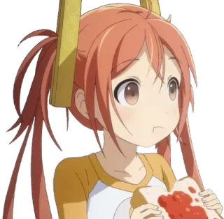😯 Anime, Chica, Comiendo, Lindo, Dibujo animado whatsapp sticker