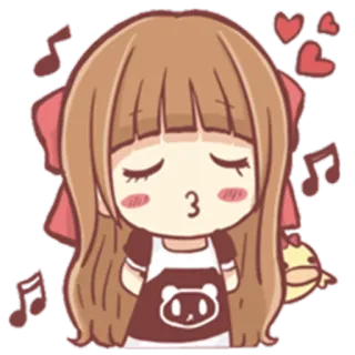 😗 귀여운, 만화, 애니메이션, 카와이, 하트, 소녀, 치비 telegram sticker