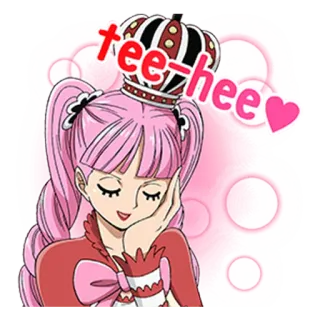 ☺️ Perona One Piece tee-hee 애니메이션, 만화, 왕관, 분홍색, 공주 telegram sticker