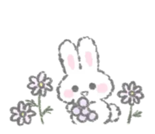 🎀 lapin, mignon, animal, fleurs, kawaii telegram sticker