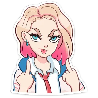 🖕 perempuan, jari tengah, kasar, menghina, kartun, karakter telegram sticker