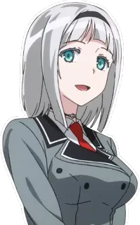 😌 anime, girl, uniform, gray hair, schoolgirl whatsapp sticker