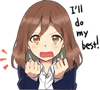😤 I'll do my best! Anime, Chica, Determinación, Motivación, Dibujos animados, Ánimo, Expresión whatsapp sticker
