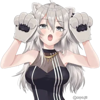 🐾 Anime, Catgirl, Fofo, Sticker, Desenho animado, Arte digital, Hololive telegram sticker