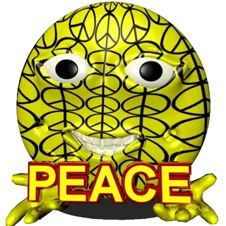 👋 PEACE 和平, 黄色, 表情符号, 和平符号, 贴纸 telegram sticker