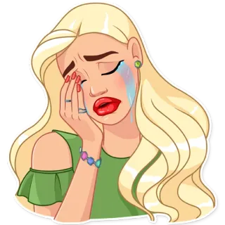 😭 плачет, грустный, эмоциональный, женщина, слезы, блондинка telegram sticker