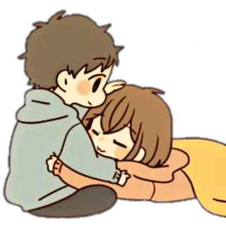 🌸 Umarmung, Paar, Liebe, Zuneigung, Cartoon, Süß telegram sticker