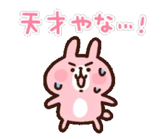 😟 天才やな…！ Cartone animato, Carino, Animale, Coniglio, Rosa whatsapp sticker
