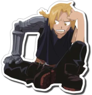 😖 Edward Elric Fullmetal Alchemist อนิเมะ, มังงะ, เอ็ดเวิร์ด เอลริค, แขนกลคนแปรธาตุ, ตัวละคร, การ์ตูน telegram sticker