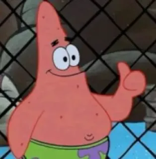 😈 Patrick Star Spongebob Squarepants Патрик Стар, Губка Боб Квадратные Штаны, Мультяшный персонаж, Большой палец вверх, Розовая морская звезда, Nickelodeon telegram sticker