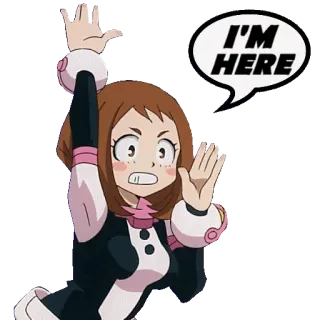 🙋‍♀️ Ochaco Uraraka My Hero Academia I'M HERE Anime, My Hero Academia, Ochaco Uraraka, Fanart telegram sticker
