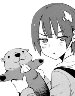 😒 アニメ, マンガ, 女の子, カワウソ, キャラクター, イラスト, ステッカー whatsapp sticker