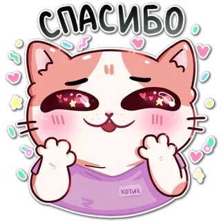 ❤️ СПАСИБО mèo, cảm ơn, trái tim, dễ thương, kawaii, nhãn dán whatsapp sticker