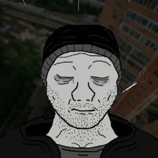 🏙 Wojak wojak, doomer, depressed, sad, cigarette telegram sticker
