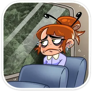 😞 만화, 슬픈, 여자, 외계인, 지친, 지루한 telegram sticker