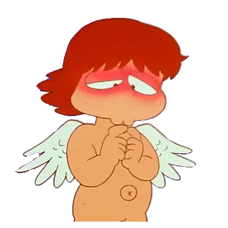😰 dibujos animados, ángel, alas, querubín, lindo, pelo rojo telegram sticker