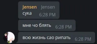 😖 сука
мне чо блять
всю жизнь сао рипать offensive language, cussing, text message, chat telegram sticker