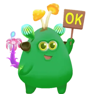 👌 OK carino, mostro, fungo, verde, ok, segno, cartone animato telegram sticker