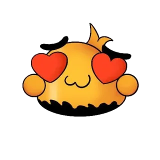 😍 lindo, amarillo, corazones, amor, kawaii, dibujos animados, mascota, mancha telegram sticker
