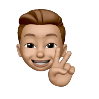 ✌ emoji, avatar, memoji, peace sign, cartoon, character telegram sticker