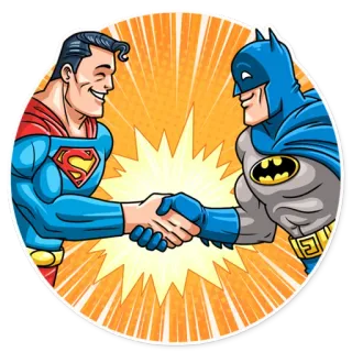 🤝 Superman, Batman superhero, comic, friendship, cartoon telegram sticker