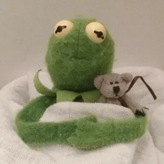 😐 Kermit The Muppets Kermit the Frog, Muppets, toy, plush, frog, teddy bear telegram sticker
