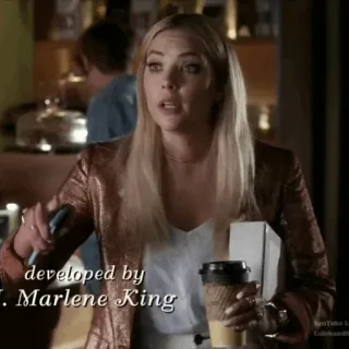 🍟 developed by I. Marlene King femme, blonde, café, Pretty Little Liars, I. Marlene King telegram sticker
