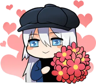 🌹 Chibi, Fiori, Cuori, Anime, Cartoni animati, Kawaii telegram sticker