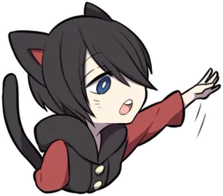 🙋 Anime, Katzenohren, Chibi, Cartoon telegram sticker