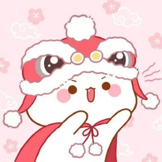 🍼 mono, dibujos animados, conejo, rosa, animal, año nuevo chino telegram sticker