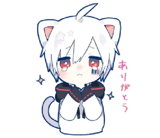 😢 ありがとう anime, kawaii, cat, tears, grateful, thank you whatsapp sticker
