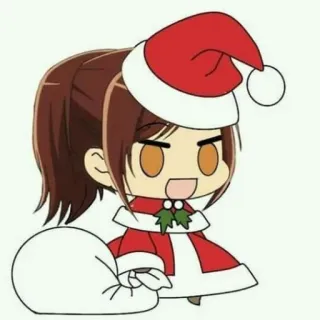 🎅 noël, père noël, dessin animé, chibi, mignon, animé, fête whatsapp sticker