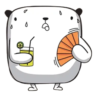 ☀️ Bär, Cartoon, Fan, Getränk, Schwitzen, Süß, Sommer telegram sticker