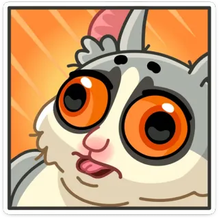 😳 desenho animado, animal, fofo, adesivo, engraçado, gato, olhos laranjas telegram sticker